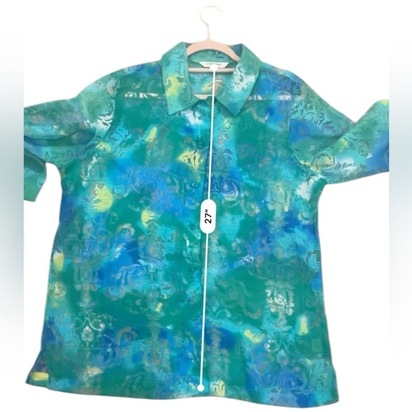 Y2K burnout sheer button down colorful 3/4 sleeve medium - Picture 4 of 7